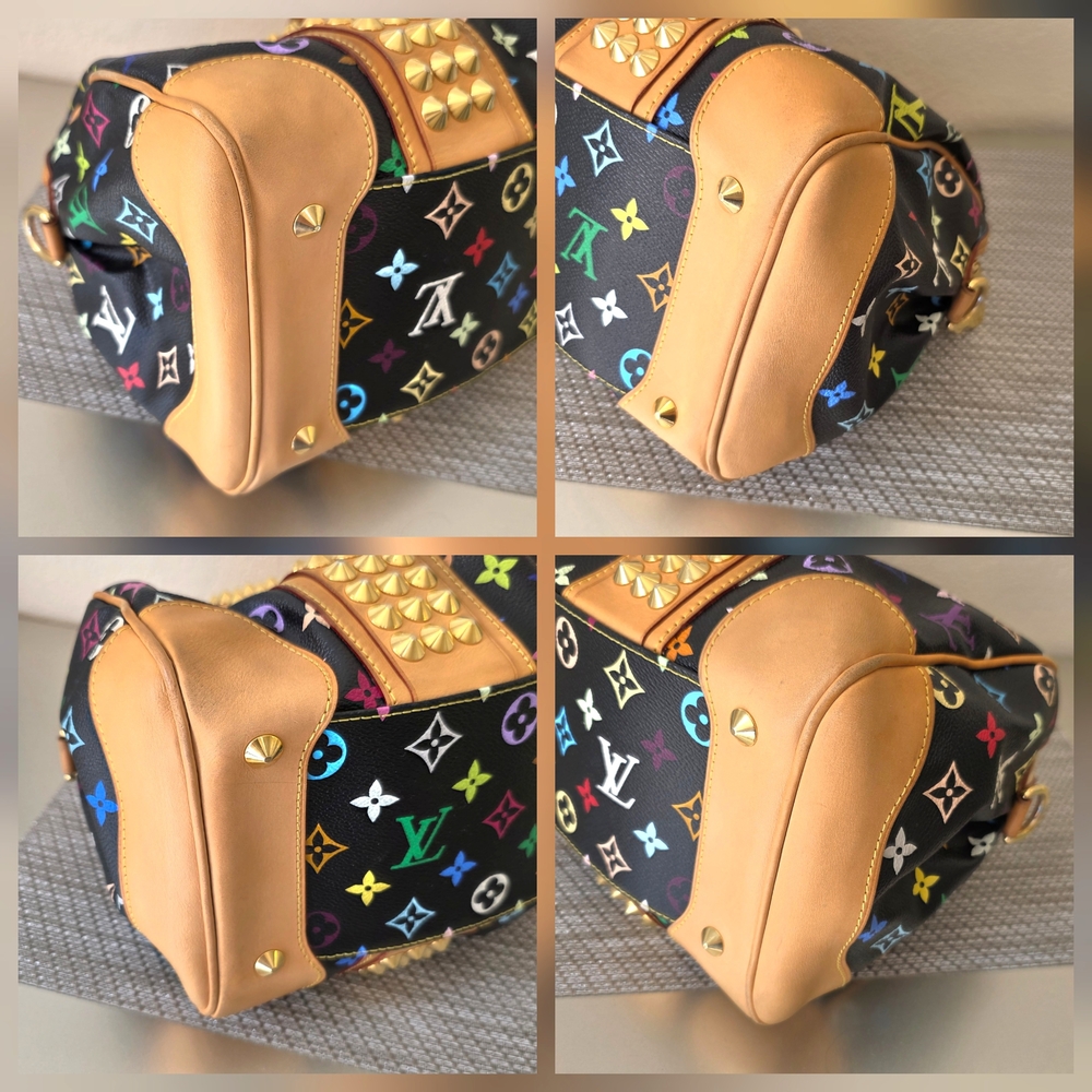 Louis Vuitton Black Monogram Multicolor Murakami Gold Studded Courtney Satchel - Picture 12 of 15